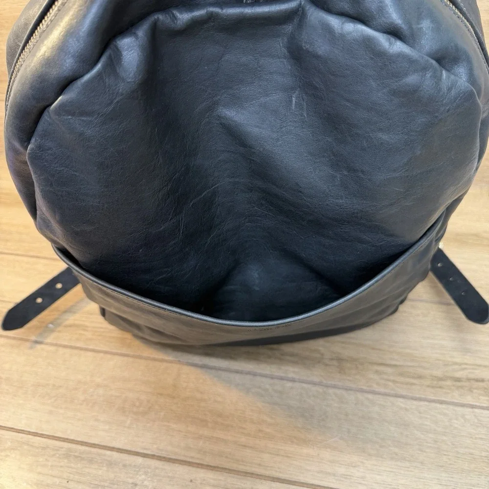 Rare Howl + Hide Backpack Full Grain Black Leather Work Travel Indianapolis USA